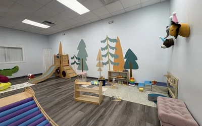 Bumble Brews indoor play café in Cary NC with toddler climbing structures